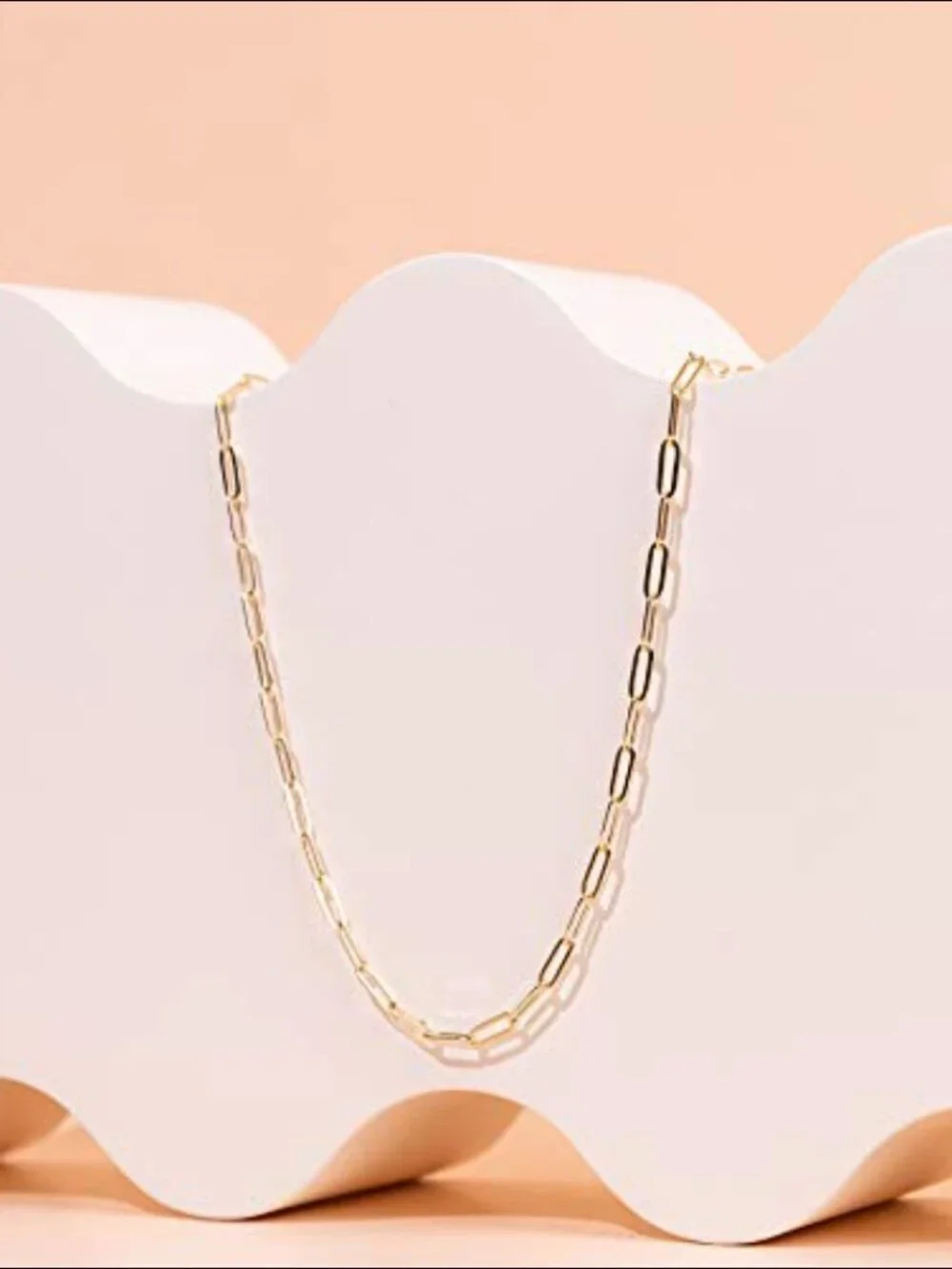 14K Yellow Gold Paperclip Chain Necklace Adjustable Layering Minimalist Dainty